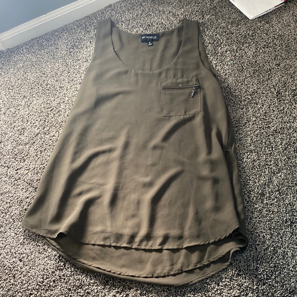 Deep green Profession tank with zipper details